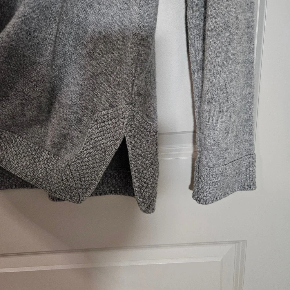 Tory Burch Womens Gray 100% Cashmere Split V-Neck Tunic Sweater Size L